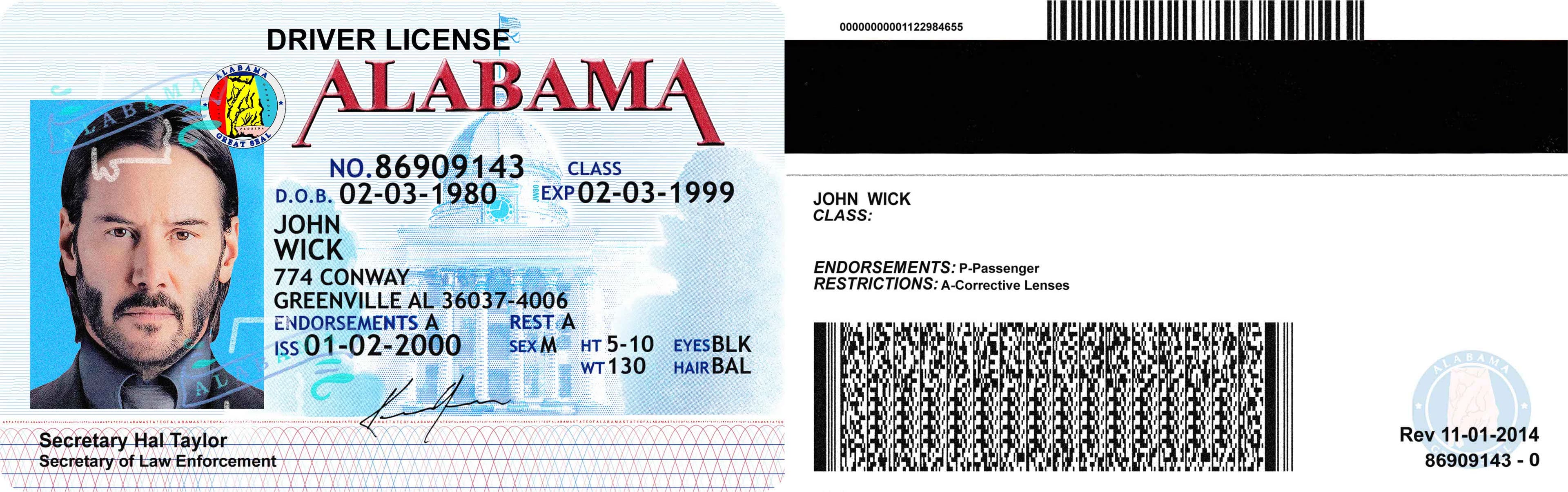 Alabama Driver License in PSD Format