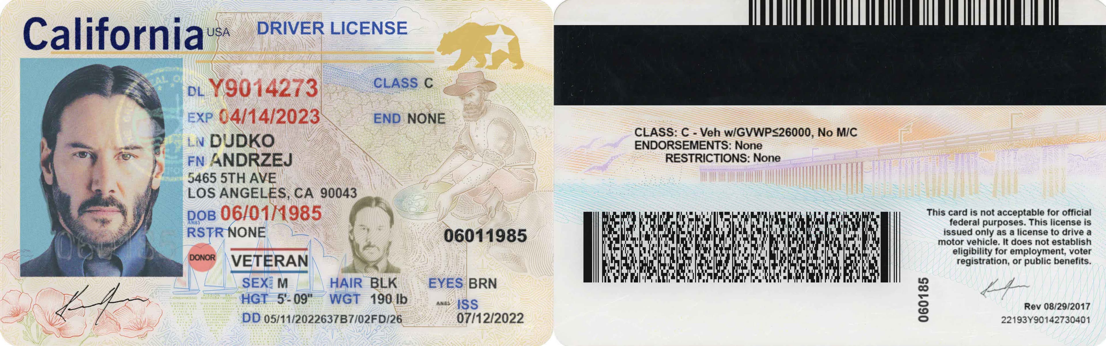 California Driver License in PSD Format