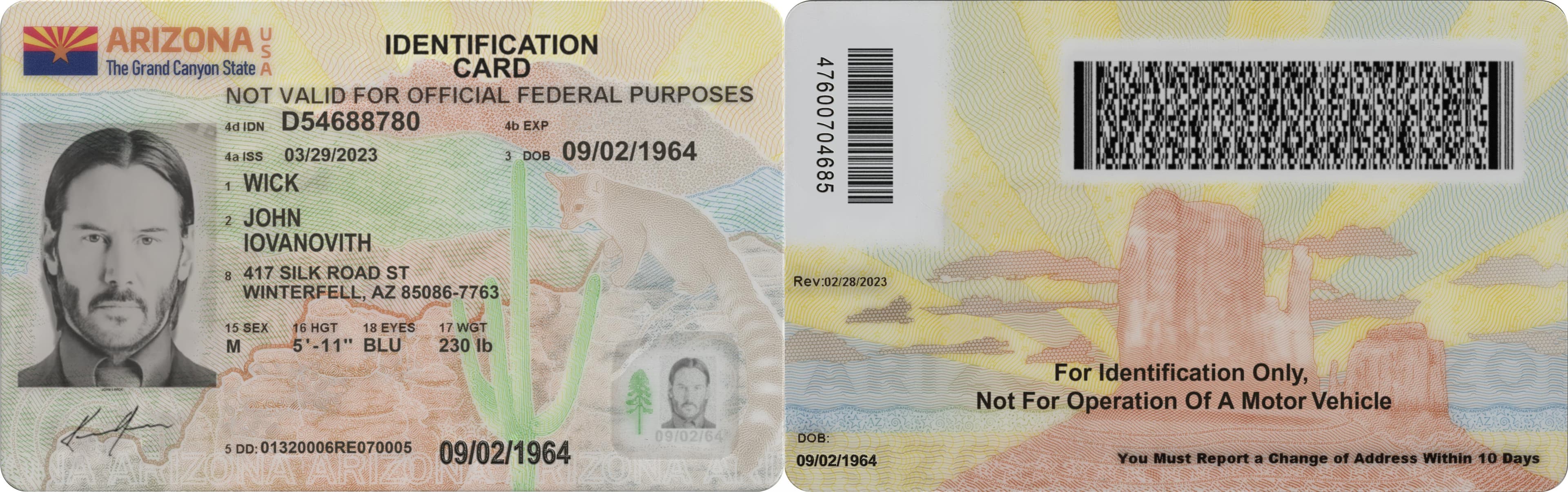 Arizona ID Card in PSD Format