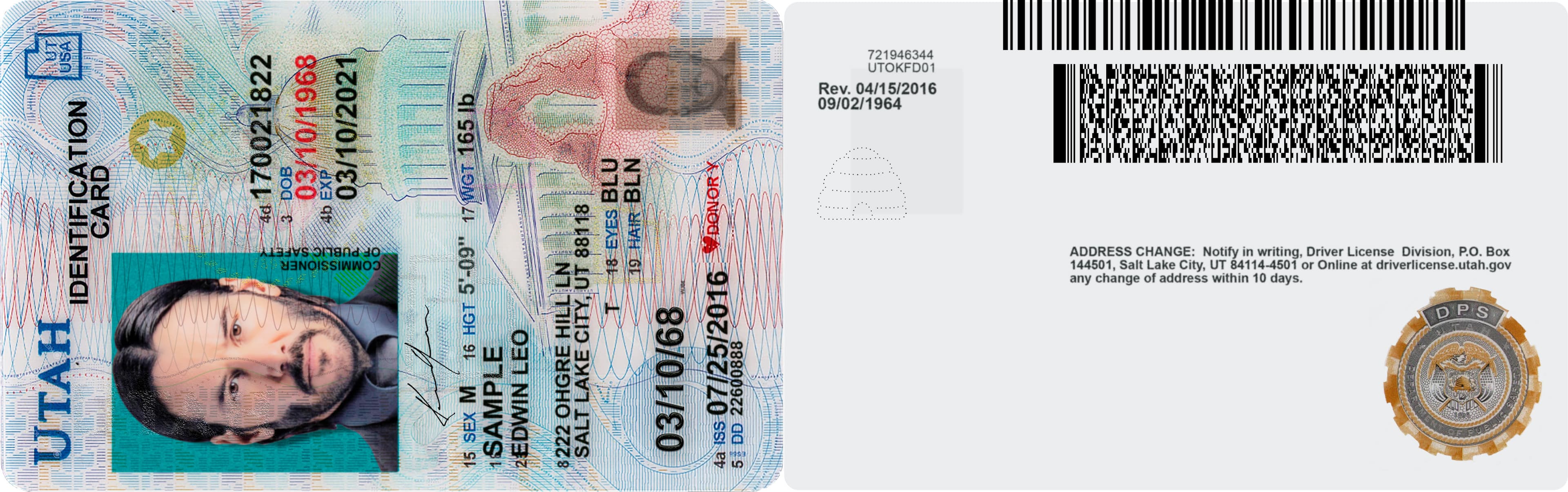 Utah ID Card in PSD Format - Professional USA ID Card template from USA (2025)